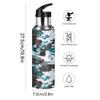 Mnsruu Black and White Camouflage Water Bottle with Straw, 600 mL view 2