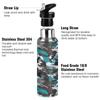 Mnsruu Black and White Camouflage Water Bottle with Straw, 600 mL view 3