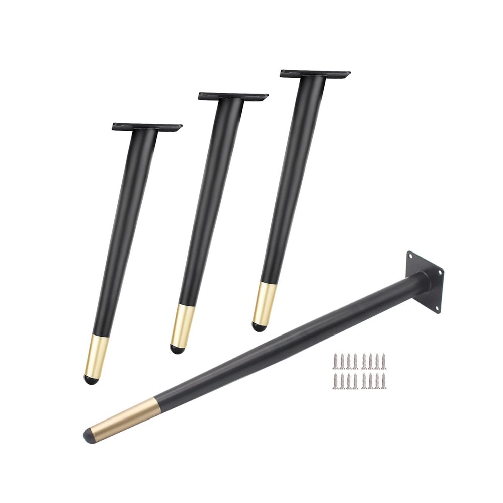 Zlovne Metal Table Legs, Set of 4, Tapered Furniture Legs, 72 cm, Black Gold