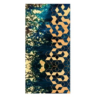 Siunwdiy Geometric 3D Runner Rug, Washable Non-Slip, Gold, 120 x 170 cm