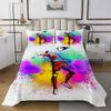 feelingyou Soccer Player Bedspread 170 x 210 cm, Competitive Games Theme Quilt Set for Kids' Rooms, Colorful Tie-Dye Graffiti Design, Quilted Microfiber with 1 Pillow Sham view 2