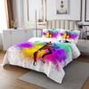 feelingyou Soccer Player Bedspread 170 x 210 cm, Competitive Games Theme Quilt Set for Kids' Rooms, Colorful Tie-Dye Graffiti Design, Quilted Microfiber with 1 Pillow Sham view 3