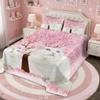 feelingyou White Cat Bedspread Set for Girls and Teens, Pink Watercolor Floral Tree Design, 220 x 240 cm view 1