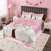 feelingyou White Cat Bedspread Set for Girls and Teens, Pink Watercolor Floral Tree Design, 220 x 240 cm view 2