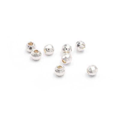 Vintageparts Brass Spacer Beads, 925 Silver-Plated, 4 x 3 mm, 8 pcs.