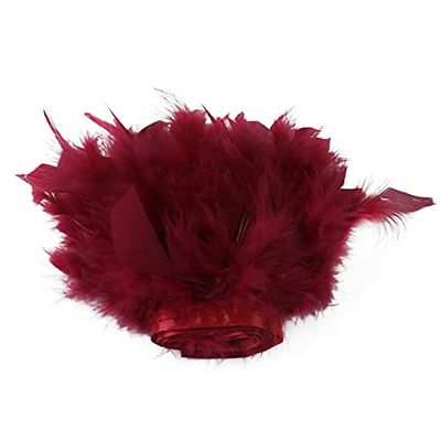 JUJING Fluffy Feathers, Leather Trim, Pink, for Wedding Dresses, Clothing, Accessories and Parties, 15–20 cm, Hat Decoration, Plum-Colored