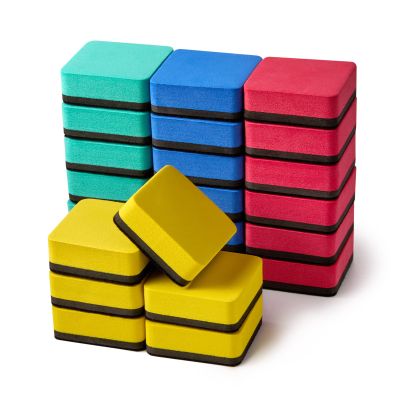 Favide Magnetic Whiteboard Erasers, Square, 4 Colors, 24-Pack