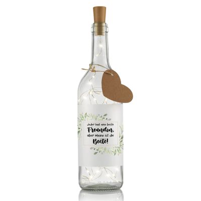LIEBTASTISCH Bottle Light with Message – “Everyone Has a Best Friend, but Mine Is the Best” – Best Friend Gift – LED Decorative Light