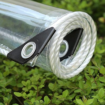 Transparent PVC Tarp with Eyelets and Rope, Reinforced Corners, Waterproof, 180 x 380 cm