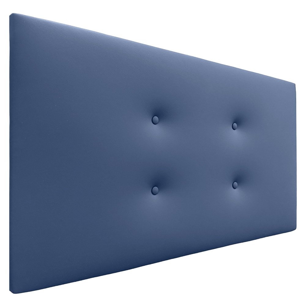 DHOME AQUALINE Pro Upholstered Headboard with 2 Rows of Buttons, 95 cm, Blue Faux Leather