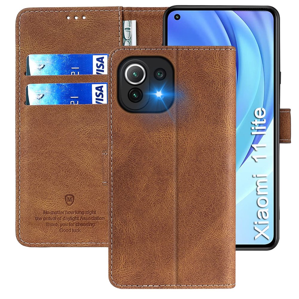 FMPCUON Leather Case for Xiaomi Mi 11 Lite with Folding Stand