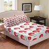 Kids' Cute Cartoon Mushroom Fitted Sheet Set, 160 x 200 cm, Red and White view 1
