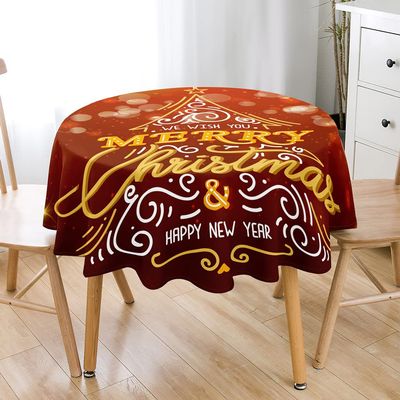 Hiseng Round Christmas Tablecloth with Merry Christmas Print, Style G, 180 cm