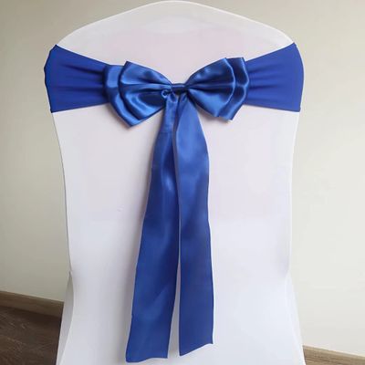 Stretch Chair Sashes with Double Bows, Royal Blue