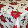 KEVKUS P847-3 Oilcloth Tablecloth, Poinsettia and Mistletoe, 140 x 160 cm, Rectangular view 1