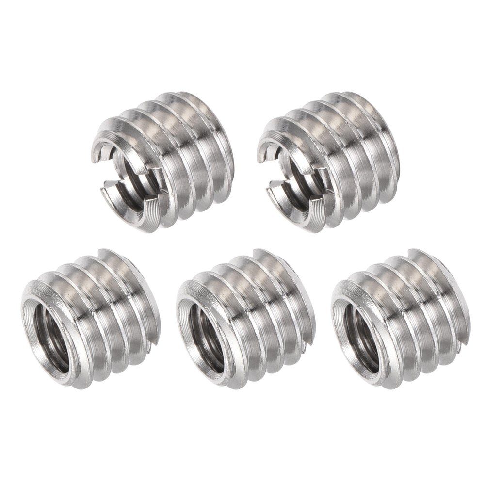 sourcing map Camera Tripod Adapter, 6.35 mm (1/4 in) Female to 3/8 in Male, 8 mm High, Steel Alloy, Through-Hole, 5-Pack