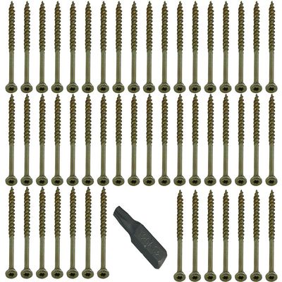 One Stop DIY Torx Wood Screws, 5.0 mm x 80 mm, with Bit, 6-Pack