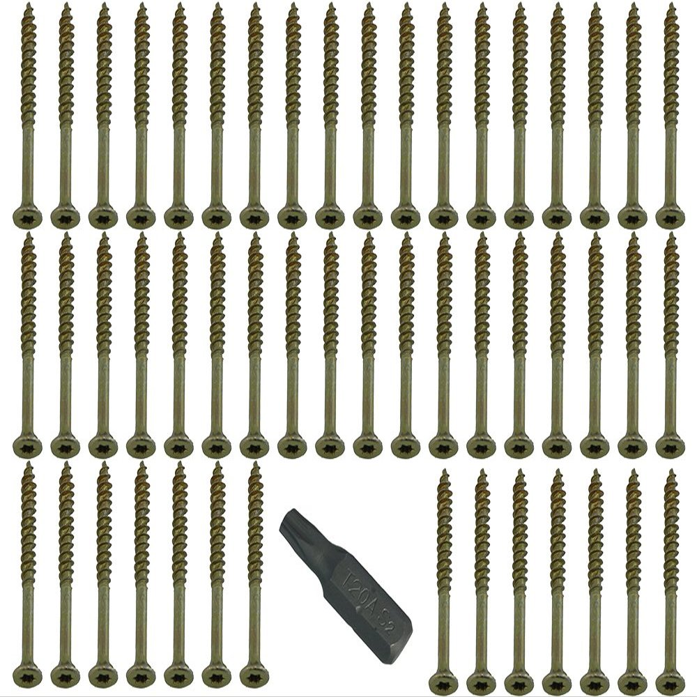 One Stop DIY Torx Wood Screws, 5.0 mm x 80 mm, with Bit, 6-Pack