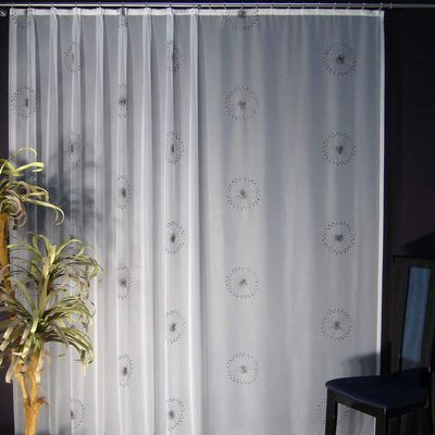 EASYHomefashion Modena Embroidered Voile Curtain Panel, Black, 115 x 300 cm (H x W)