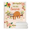 Showudesigns Cute Sloth Throw Blanket, 100 x 140 cm, Soft Fleece, Pink view 2