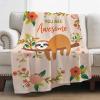 Showudesigns Cute Sloth Throw Blanket, 69 x 101 cm, Soft Fuzzy Blanket, Pink view 1