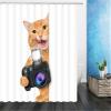 keepmore Cat and Fish Shower Curtain, Waterproof Polyester, 180 x 180 cm view 1