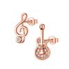 LOKILOKI S925 Sterling Silver Asymmetrical Guitar Note Stud Earrings for Women view 1