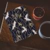 Cabilock A5 Fabric Book Cover, Adjustable School Book Protector, Crane Design, Stretchable Book Sleeve, Dark Blue view 4