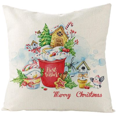 Homxi 45 x 45 cm Christmas Pillow Covers, Linen, Best Wishes! House de Dulces Snowman