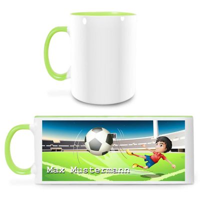 Manutextur Personalized Mug with Name - Soccer Shoe Design - White/Light Green