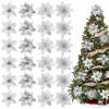 Whaline 24-Piece Silver Glitter Poinsettia Set with Clips, 4 Designs view 1