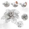 Whaline 24-Piece Silver Glitter Poinsettia Set with Clips, 4 Designs view 3