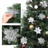 Whaline 24-Piece Silver Glitter Poinsettia Set with Clips, 4 Designs view 4