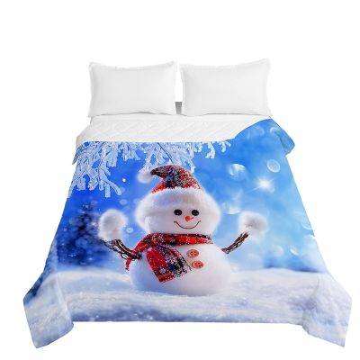 Chickw1 Christmas Bedspread, 3D-Printed Embossed Microfiber Coverlet, Snowfield, 220 x 240 cm