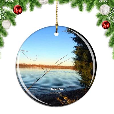 Weekino Decatur Wheeler National Wildlife Refuge Alabama USA Christmas Tree Ornament, Hanging Travel Souvenir, Double-Sided Porcelain, 7.1 cm