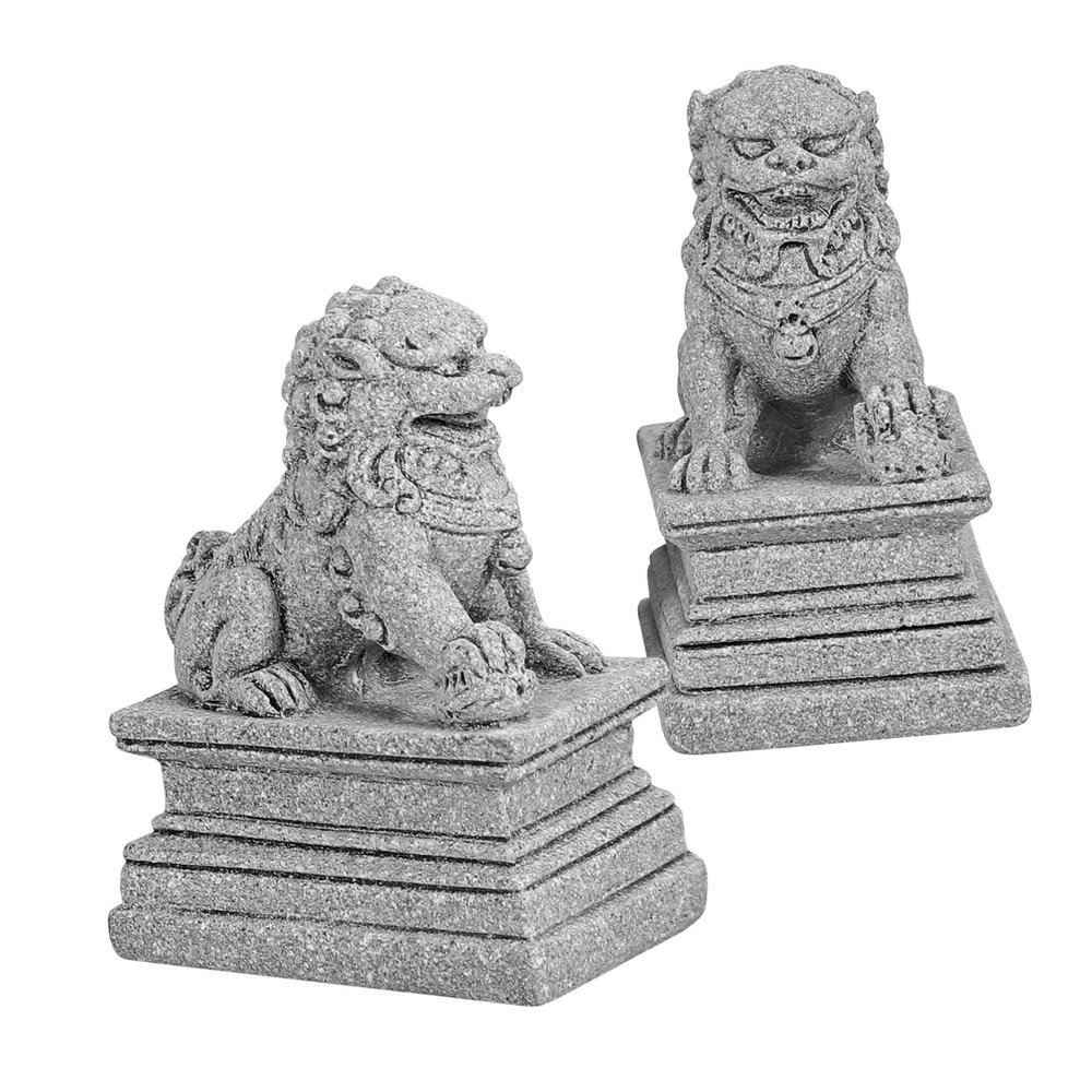 DOITOOL Pair of Mini Chinese Fu Dogs Guardian Lion Figurines, Feng Shui Decor