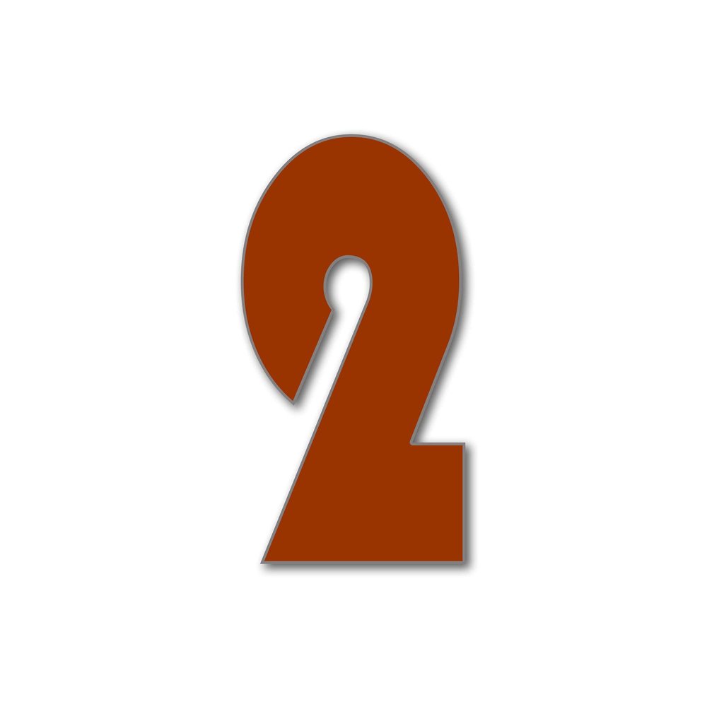 JustHouseSigns House Number 2, Bauhaus Series, Floating Art Deco Acrylic House Number, Brown, 15 cm