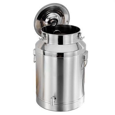 AIZYR 304 Stainless Steel Milk Can, Heavy-Duty Liquid Container with Silicone Seal and Handle, for Oil, Ghee and Milk, 48 L, 35 × 54 cm