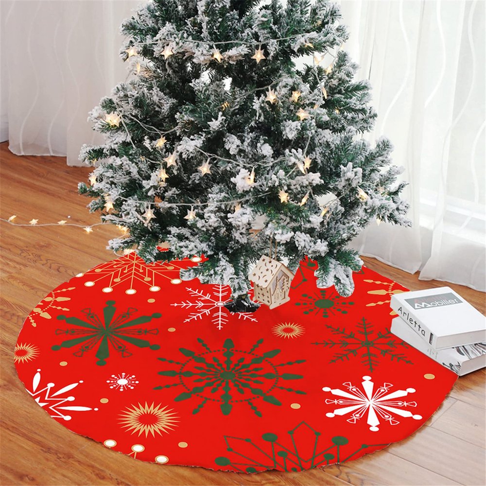 Mateju Christmas Tree Skirt, Round Felt Tree Base Cover, Sunlight, 36 in