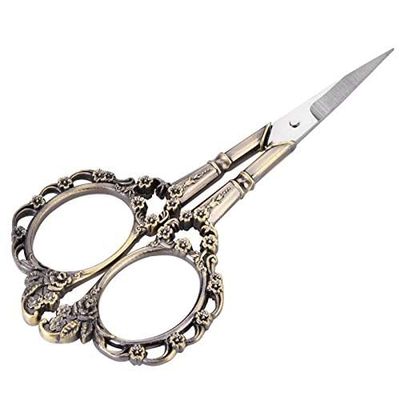 BORDSTRACT Plum Blossom Scissors, Vintage European Style, Green Bronze