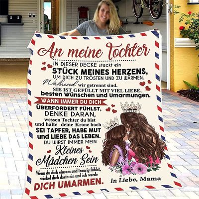 UOOYAA Personalized Flannel Blanket, Printed “To My Son” Letter, Dad and Mom Encouragement and Love, Christmas Gift for Sons, “To My Daughter,” 4, 1.3 x 1.5 m