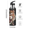 Vnurnrn Tiger Print Water Bottle with Straw, 600 ml, 18/8 Stainless Steel Vacuum Insulated view 2