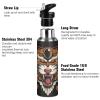 Vnurnrn Tiger Print Water Bottle with Straw, 600 ml, 18/8 Stainless Steel Vacuum Insulated view 3
