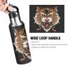 Vnurnrn Tiger Print Water Bottle with Straw, 600 ml, 18/8 Stainless Steel Vacuum Insulated view 4