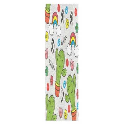 Mnsruu Sweet Happy Cactus Heart Skateboard Grip Tape, Non-Slip Bubble-Free Sheet, 1 Pc, 22.9 x 83.8 cm