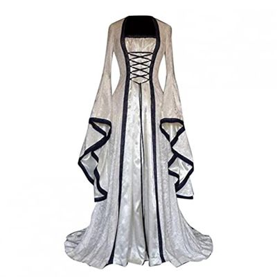 Ailovone Women's Medieval Party Costume Dress, Floor-Length Gothic Princess Dress