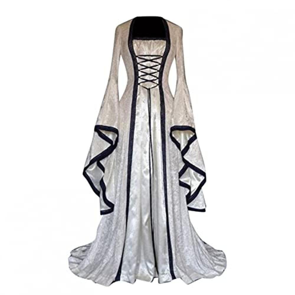 Ailovone Women's Medieval Party Costume Dress, Floor-Length Gothic Princess Dress
