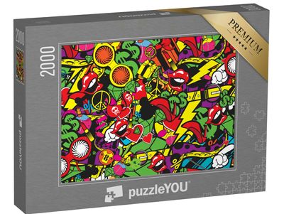puzzleYOU: 2,000-Piece Puzzle Illustration: Shopping Motifs in Street Art Style from the Graffiti Collection