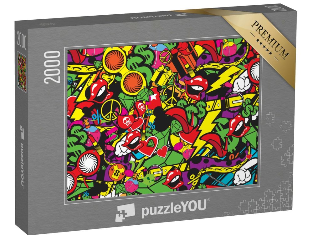 puzzleYOU: 2,000-Piece Puzzle Illustration: Shopping Motifs in Street Art Style from the Graffiti Collection