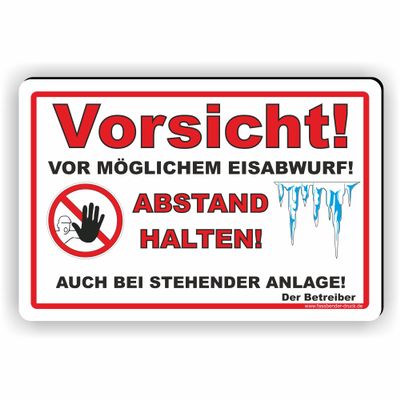 Fassbender-Druck CAUTION: FALLING ICE Sign, 75 × 50 cm